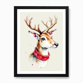 Deer Watercolor Painting Poster