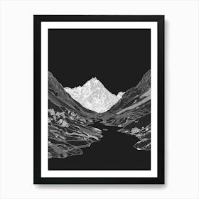 Y Garn Mountain Line Drawing 2 Art Print