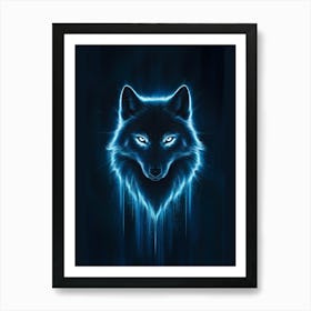 Fox Blue Neon Art Print