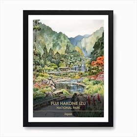 Fuji Hakone Izu National Park Japan Watercolour 4 Art Print