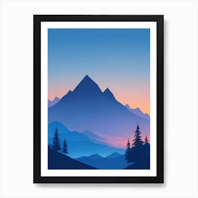 Misty Mountains Vertical Composition In Blue Tone 137 Art Print