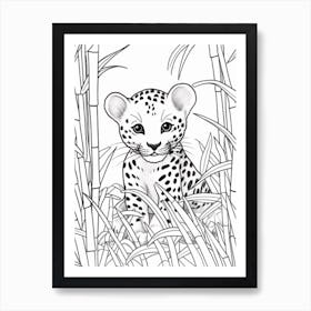 Line Art Jungle Animal Cheetah 3 Art Print