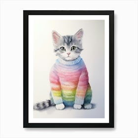 Baby Animal Watercolour Kitten Art Print