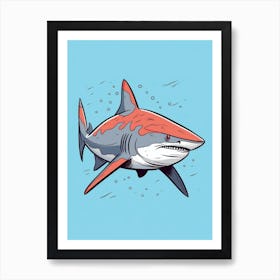 A Bull Shark In A Vintage Cartoon Style 3 Art Print