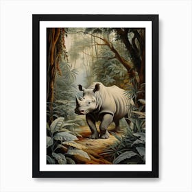 Rhino Exploring The Forest 11 Art Print