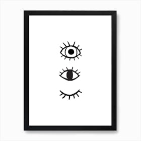 3 Eyes White Art Print