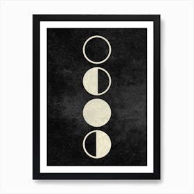 Minimal Moon Phases In Charcoal Art Print