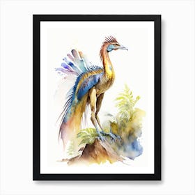 Oviraptor Watercolour Dinosaur Art Print