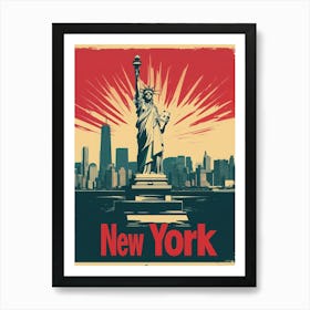 Aihrgdesign A Retro Travel Poster For New York Featuring The 5 Art Print