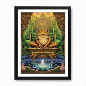 African Bullfrog On A Throne Storybook Style 3 Art Print