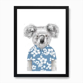 Summer koala (blue) Art Print