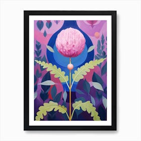 Globe Amaranth 1 Hilma Af Klint Inspired Pastel Flower Painting Art Print