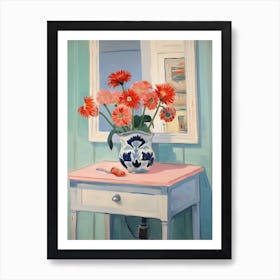 Bathroom Vanity Painting With A Gerbera Bouquet 3 Art Print