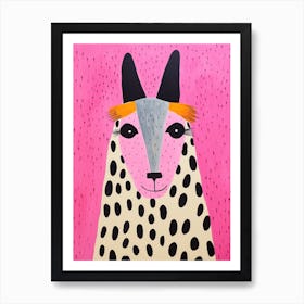 Pink Polka Dot Llama 1 Art Print