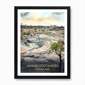 Hawaii Volcanoes Park Watercolour 2 Art Print