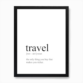 Travel definition Art Print