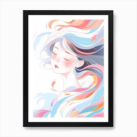 Girl With Colorful Hair 1 Art Print