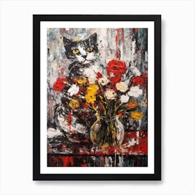 Carnation With A Cat 1 Abstract Expressionism  Art Print