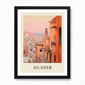 Agadir Morocco 4 Vintage Pink Travel Illustration Poster Art Print