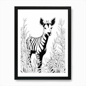 Line Art Jungle Animal Okapi 4 Art Print