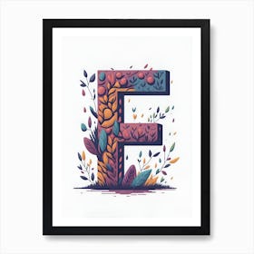 Colorful Letter F Illustration 52 Art Print