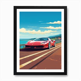 A Ferrari 458 Italia In Causeway Coastal Route Illustration 2 Art Print