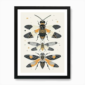 Colourful Insect Illustration Hornet 7 Art Print