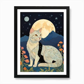 Cat In The Moonlight Art Print