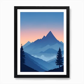 Misty Mountains Vertical Composition In Blue Tone 52 Art Print