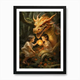 Peaceful Dragon And Kids 5 Art Print