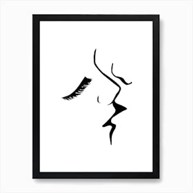 The Kiss 1 Black White Art Print