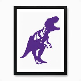 Purple T Rex Dinosaur Silhouette 2 Art Print