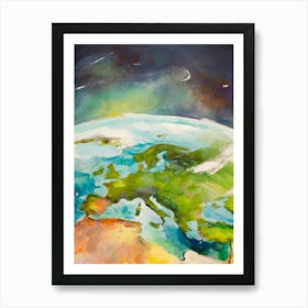 Distant View Of Earth As Seen From Space Art Print