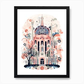 The Atonimun   Brussels, Belgium   Cute Botanical Illustration Travel Art Print