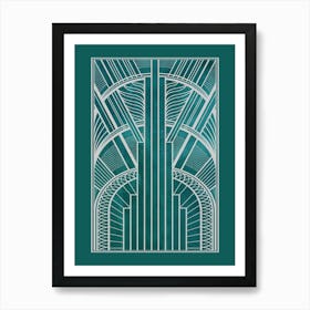 Art Deco Pattern Teal 2 Poster