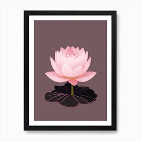 A Pink Lotus In Minimalist Style Vertical Composition 66 Art Print