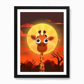 Giraffe At Sunset 3 Art Print