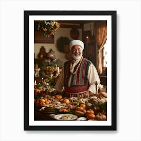 A Jovial Pilgrim Adorned With Traditional Dress From The New World An Adoring Smile Complementing (4) 1 Art Print