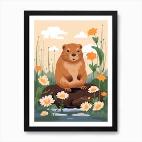 Baby Animal Illustration  Beaver 2 Art Print