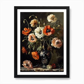 Baroque Floral Still Life Poppy 1 Art Print