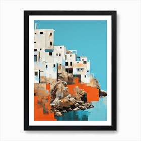 Abstract Illustration Of St Ives Bay Cornwall Orange Hues 3 Art Print