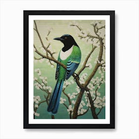 Ohara Koson Inspired Bird Painting Magpie 1 Art Print