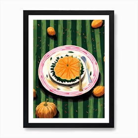 A Plate Of Pumpkins, Autumn Food Illustration Top View 70 Art Print