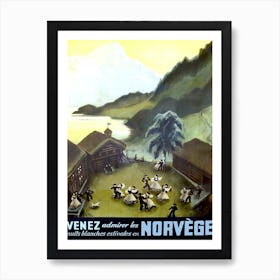 Norway, Dancers In a Small Village Near The Coast Art Print