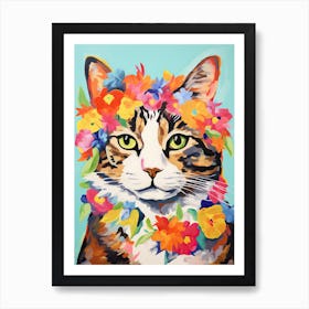 Ragamuffin Cat With A Flower Crown Painting Matisse Style 1 Art Print