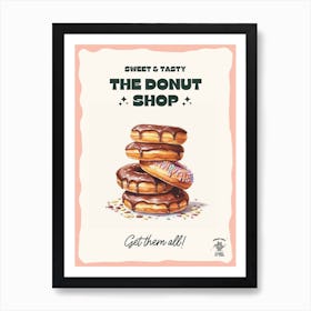 Stack Of Chocolate Donuts The Donut Shop 2 Art Print