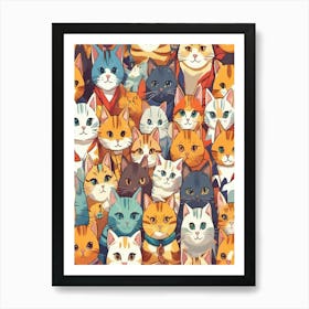 cat faces pattern Art Print