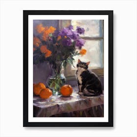 Crocus With A Cat 2 Art Print