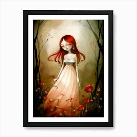 Girl In The Woods Art Print