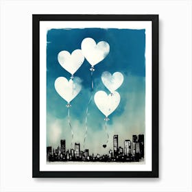 Heart Balloons In The Sky Art Print